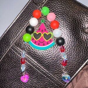 Watermelon Charm Keychain with Colorful Beads